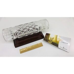 Waterford Crystal Scroll Holder with Wood Base and Engravable Plate Ireland New